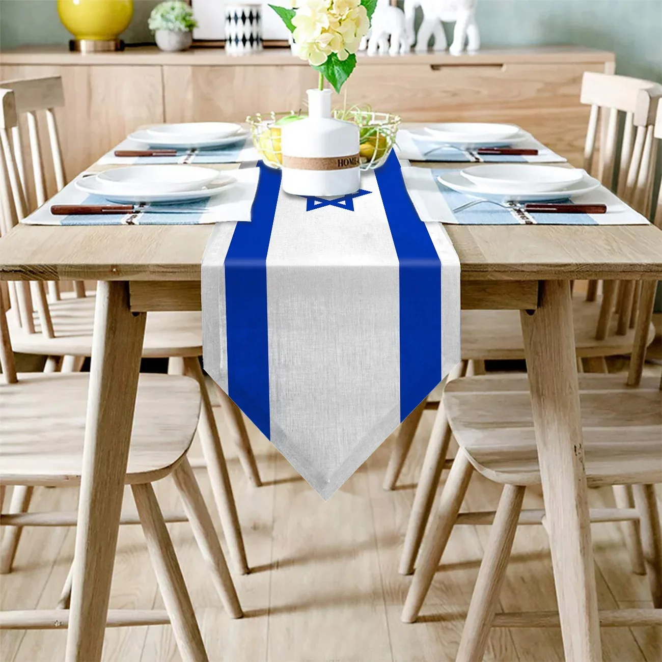 

Настольная дорожка из хлопка и льна с изображением флага Израиля для семейного ужина, свадьбы, праздника, фермерского дома, Дня благодарения, Рождества