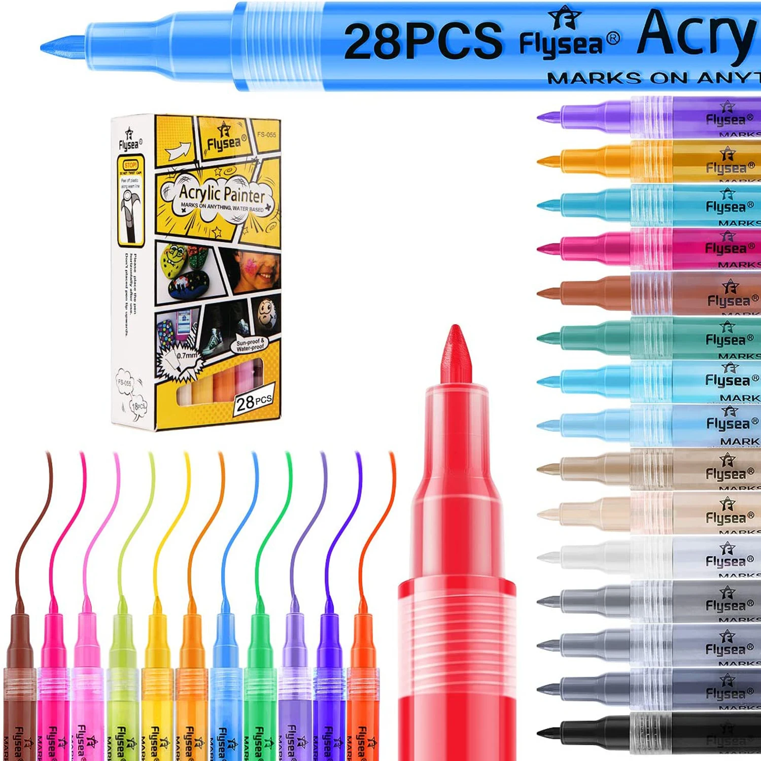 12 Colors Art Marker Pen Acrylic Paint Markers Set Water-Based 0.7-2mm Fine  Tip for DIY Craft Canvas Ceramic Glass Wood Paper - AliExpress