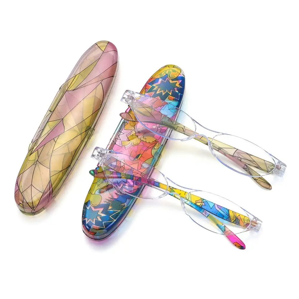 Floral Small Oval Reading Glasses with Case Vintage Anti Blue Light Eyewear Women Men Spring Hinge Computer Readers Eyeglasses 2
