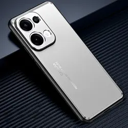 Matte Metal Shockproof Silicone Bumper Phone Case for Reno 13Pro (Silver)