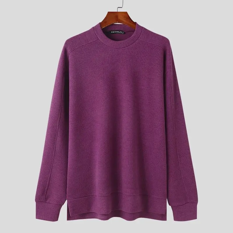 thumbnail image 1 of INCERUN Tops 2024 estilo coreano nuevo para hombre diseño simple de cuello redondo jersey otoño invierno venta caliente suéteres de manga larga para hombre S-5XL, 1 of 5
