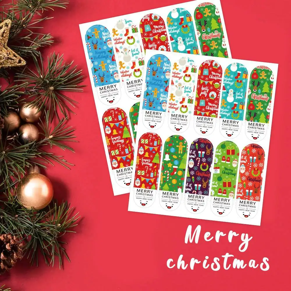 50-150pcs/pack Merry Christmas Sticker 5 Styles Santa Claus Snowman Trees Label Sticker New Year Gift Decoration Sealing Sticker