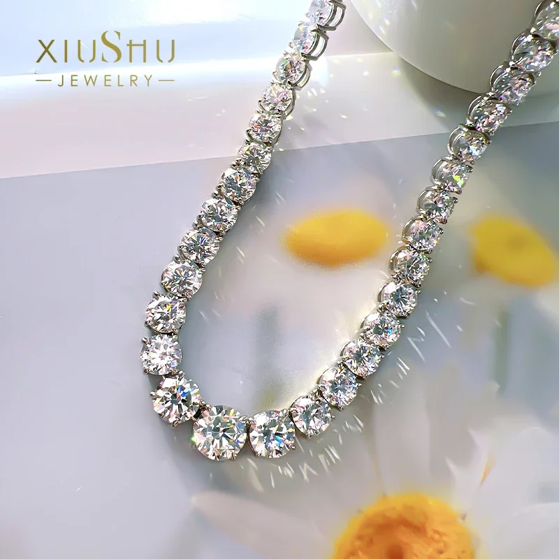

Desire Fashionable Full Diamond Luxury Set 925 Silver Necklace with High Carbon Diamonds for A Style Banquet