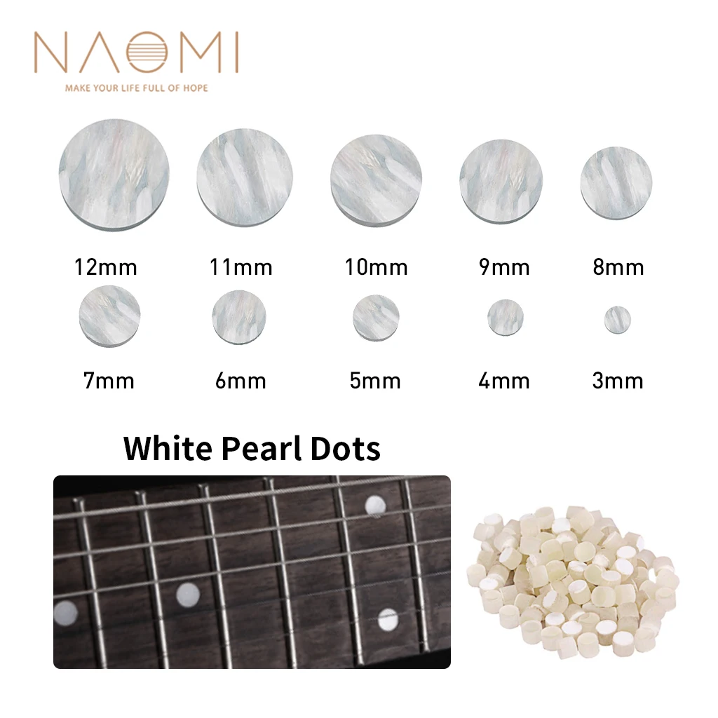 NAOMI 10 PCS Guitar Fretboard Dots Fingerboard Markers Inlay Dots White Pearl Shell Dots Diameter Of 3mm-12mm