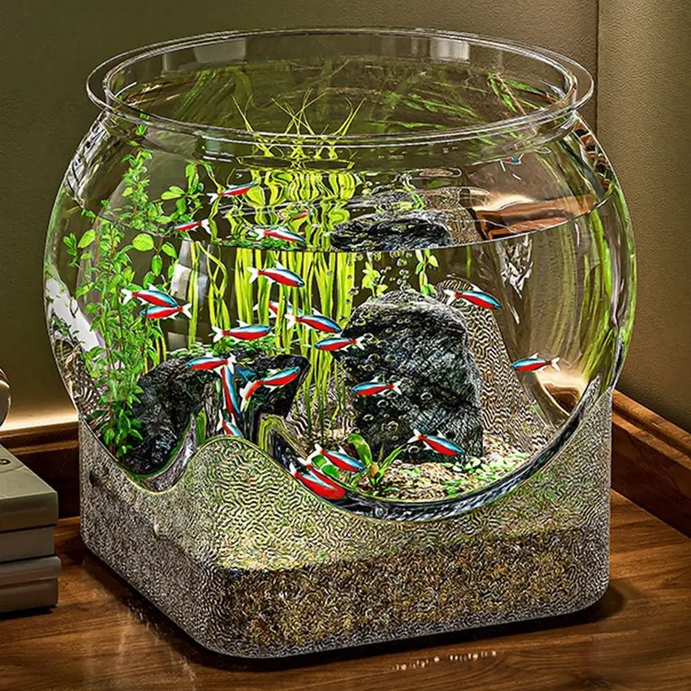 Fish Aquarium Clear Round Fish Bowl Small Aquariums Flower Vase Centerpiece Desktop Aquarium for Betta Turtle