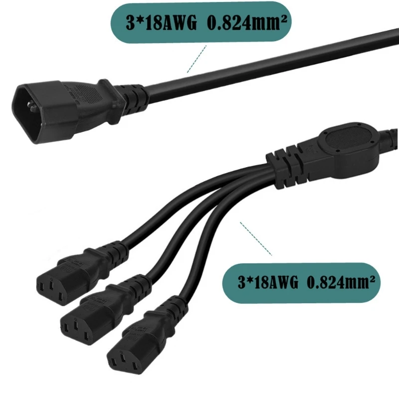 DX62 Single C14 to Multiple C13 Power Wire Y Type Splitter Adapter Extension Cable