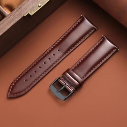 Premium Genuine Leather Watch Strap - Quick Release Universal Replacement - 22mm (Brown - Black)