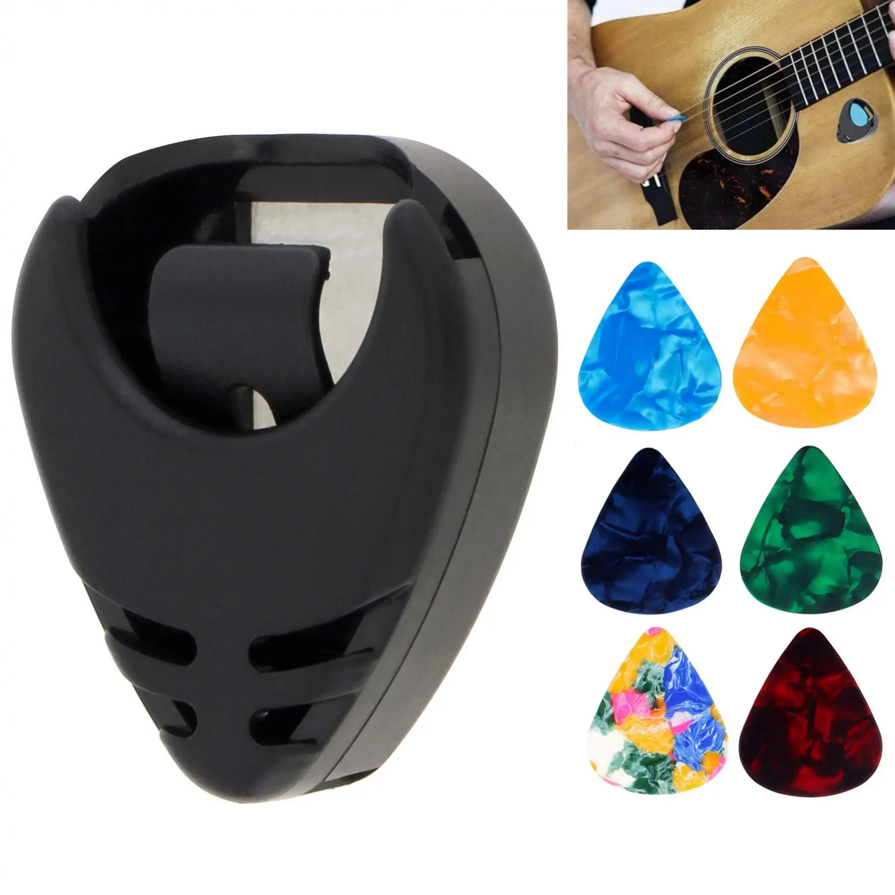 Guitar Pick Holder 6 Picks for Acoustic Guitar Ukulele 0.46mm 0.71mm 0.96mm Celluloid Picks Set guitar picks