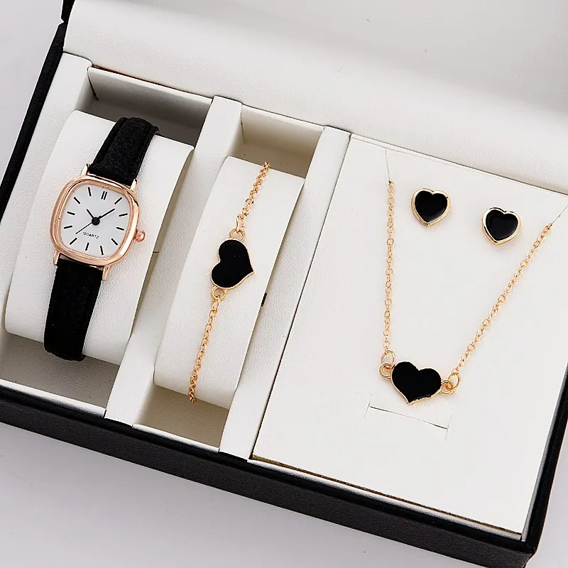 5pcs set watch for women luxury leather analog