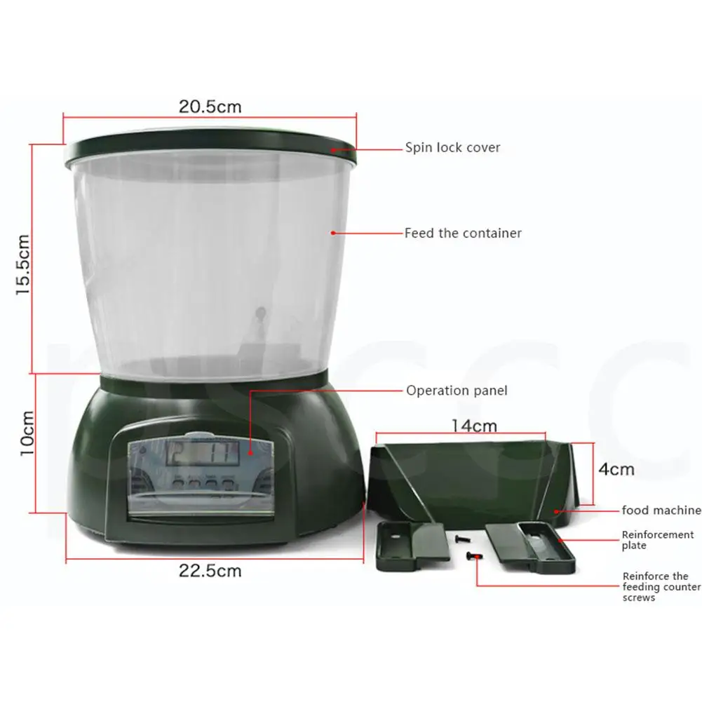 4.25L Automatic Pond Fish Feeder Fish Food Dispenser Digital Aquarium Timer Feeder with LCD Tank Food Feeding Machine