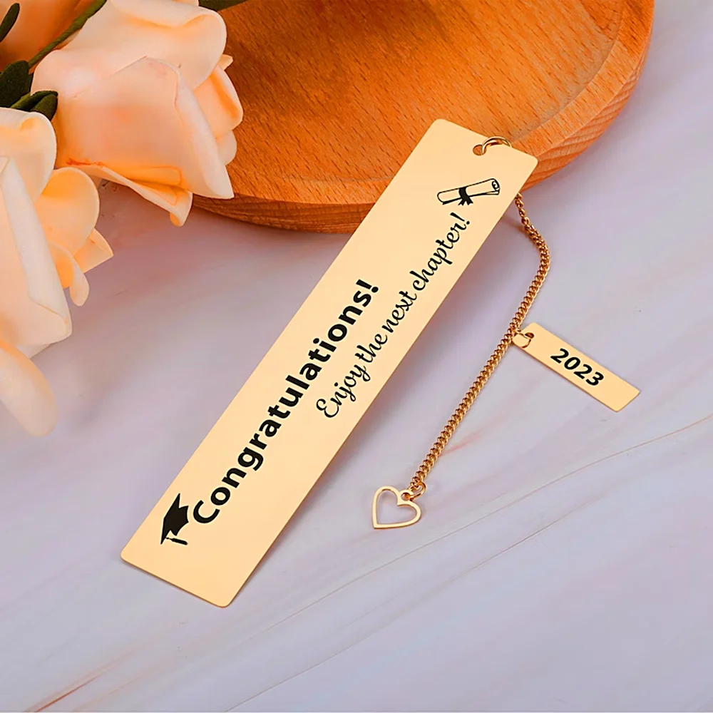 Custom Bookmark 13CM Stainless Steel Book Mark for Students Read Personalised Engraved Name Phrase Chains Tassel Pendant Jewelry