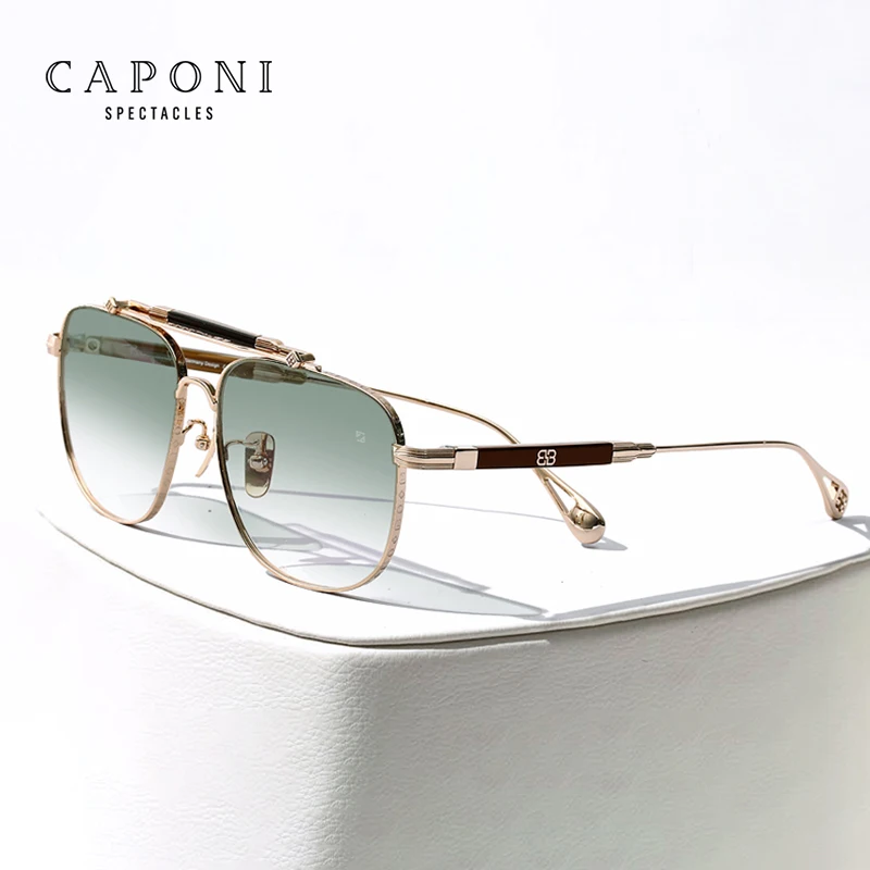 CAPONI 카포니 자이스 렌즈 선글라스 남성용 그라디언트 광변색 야외 패션 태양 안경 새로운 럭셔리 디자인 안경 티타늄 BS7536