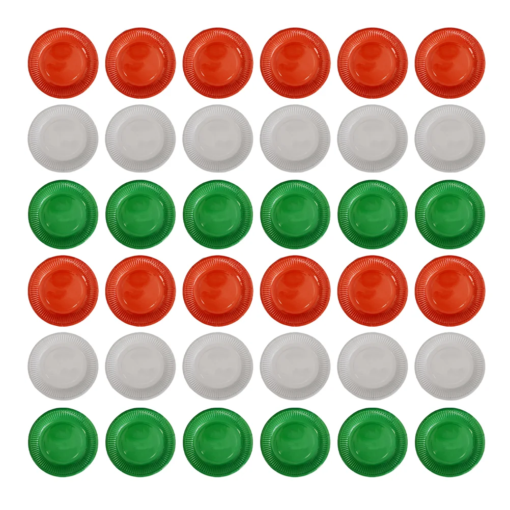 60Pcs 7 Inches Disposable Paper Plate Round Paper Tray Plain Tableware for Feast BBQ Christmas Party (Red Green White)
