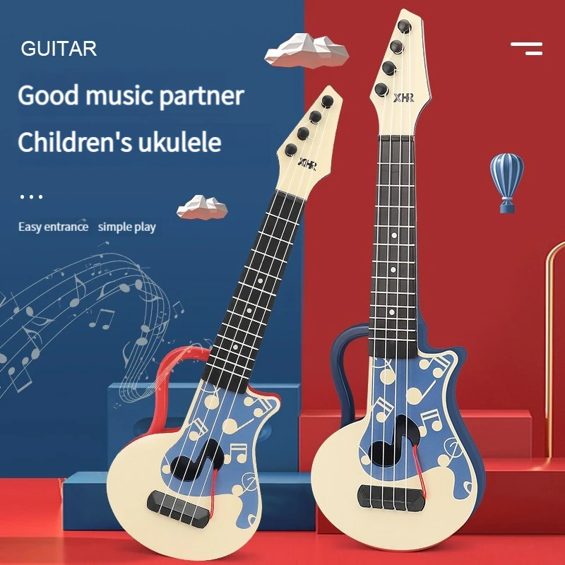 Children Toy Ukulele Musical Intrument Small Guitar 4 Strings Early Montessori Education Ukulele Toy for Kids Toddler Music Game 3