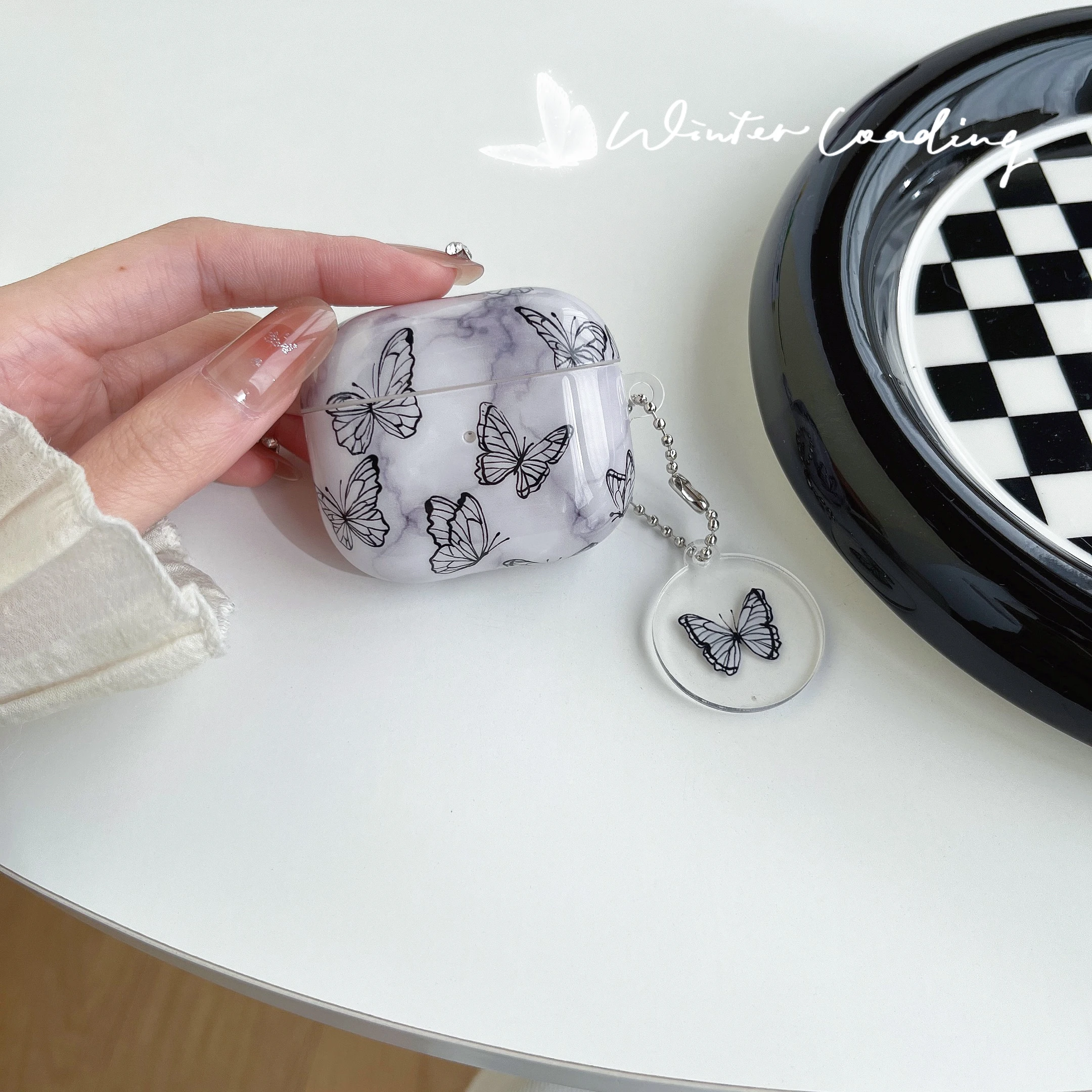 Black Butterfly TPU Earphone Cover for AirPods