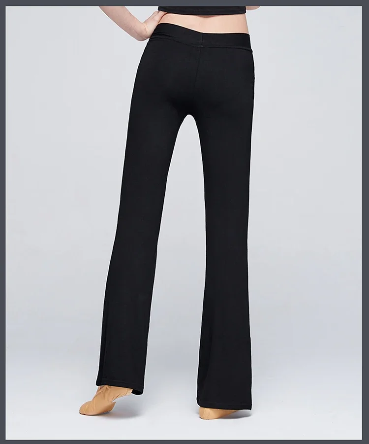 Ballett Tanz Hosen Frauen Mädchen Modal Flare Lange Hosen Hohe Taille Fitness Schwarz Yoga Gymnastik Flare Hosen Schlaghosen – Detail 7