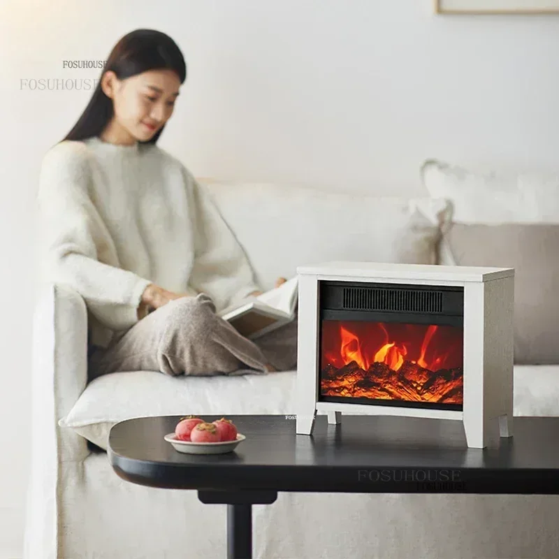 Nordic Electric Fireplaces Heater Household Decorative Fake Fireplace Stove Portable Office Desktop Small Electric HeaterN