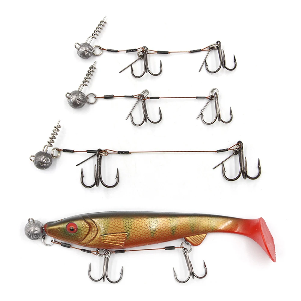 Kit 3 Gréements à Vis Avec Hameçons Triples - Pour Brochet, Leurres Souples - Neuf