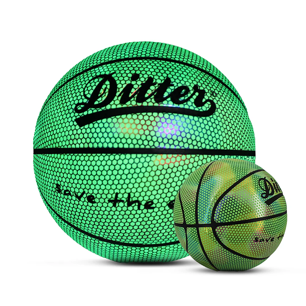 Colorido reflexivo bola de basquete falso couro do plutônio