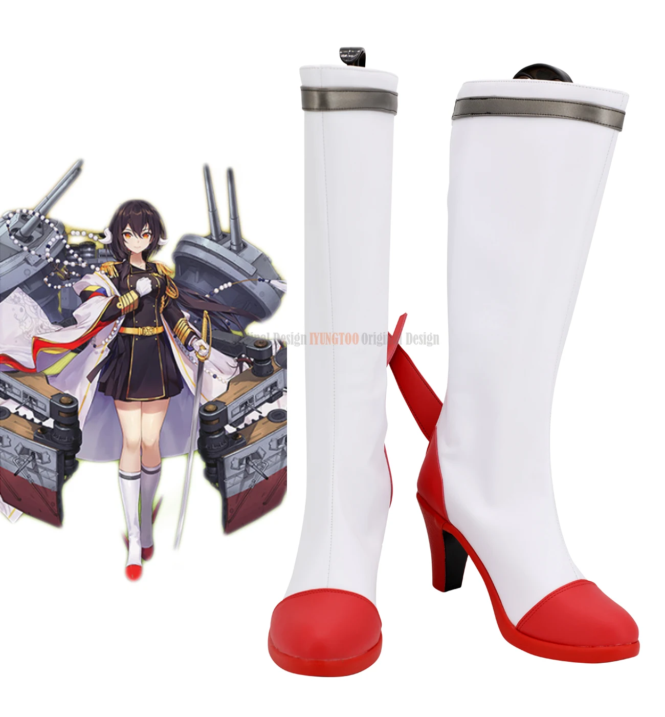 Mikasa Scarpe Cosplay Gioco Azur Lane Mikasa Stivali Cosplay Scarpe Tacco Alto Bianche Su Misura