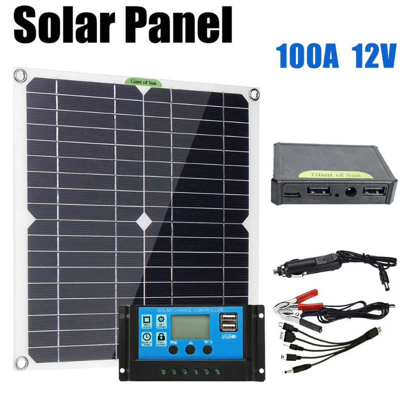 400W Kit de panel solar de Cargador de batería de 12V 100A Controlador  Caravana