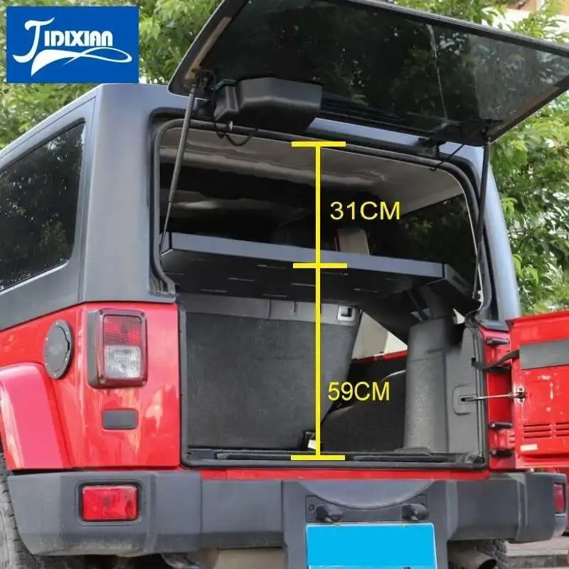JIDIXIAN Car Tailgate Trunk Storage Rack Luggage Shelf for Jeep Wrangler JK JL 2007 2008 2009 Up Rear Cargo Racks Accessories