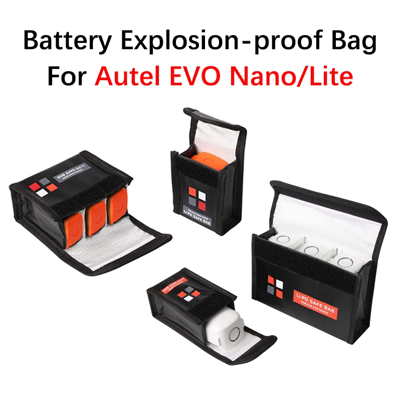 

For Autel EVO Nano/Lite Drone Battery Explosion-proof Bag Safe Storage Bag High Temperature Resistance Flame Retardant Accessory