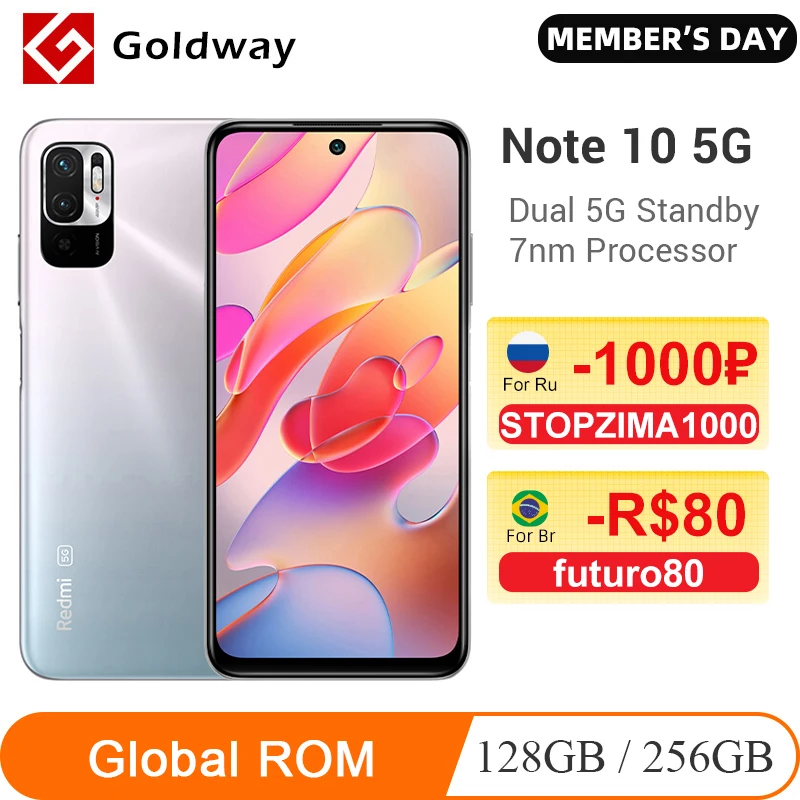 Смартфон Xiaomi Redmi Note 10 128 ГБ/256 ГБ 7 нм 700 дюймов двойная камера 48 МП 90 Гц FHD + DotDisplay 5000