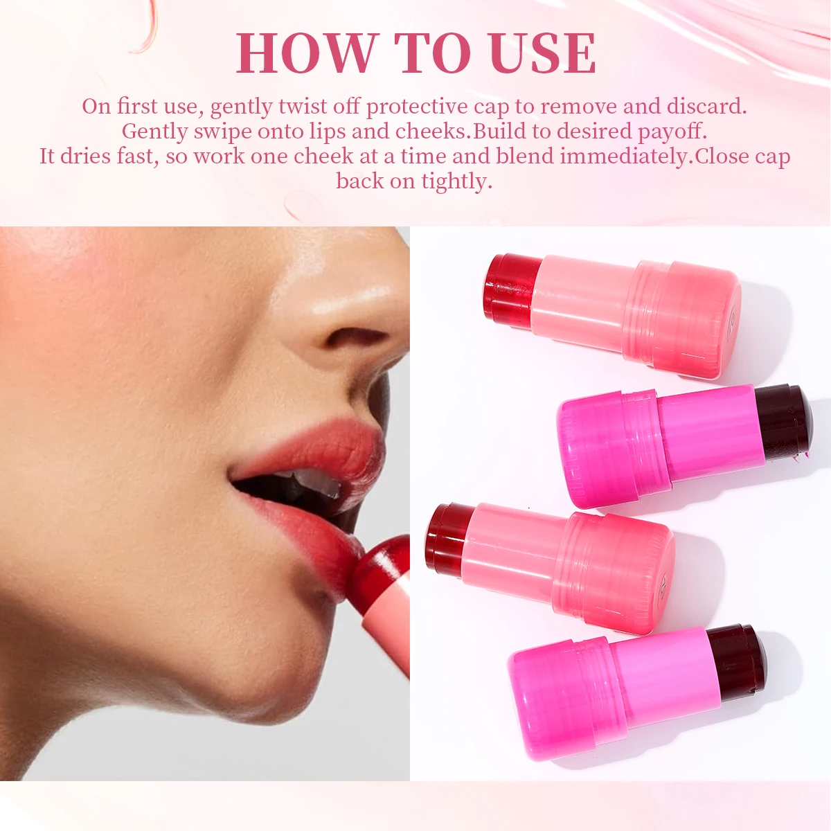 4 Color Jelly Blusher, Moisturizing Crystal Lipstick, Long-lasting Moisturizing Multifunctional Makeup, Suitable For Daily Use 6