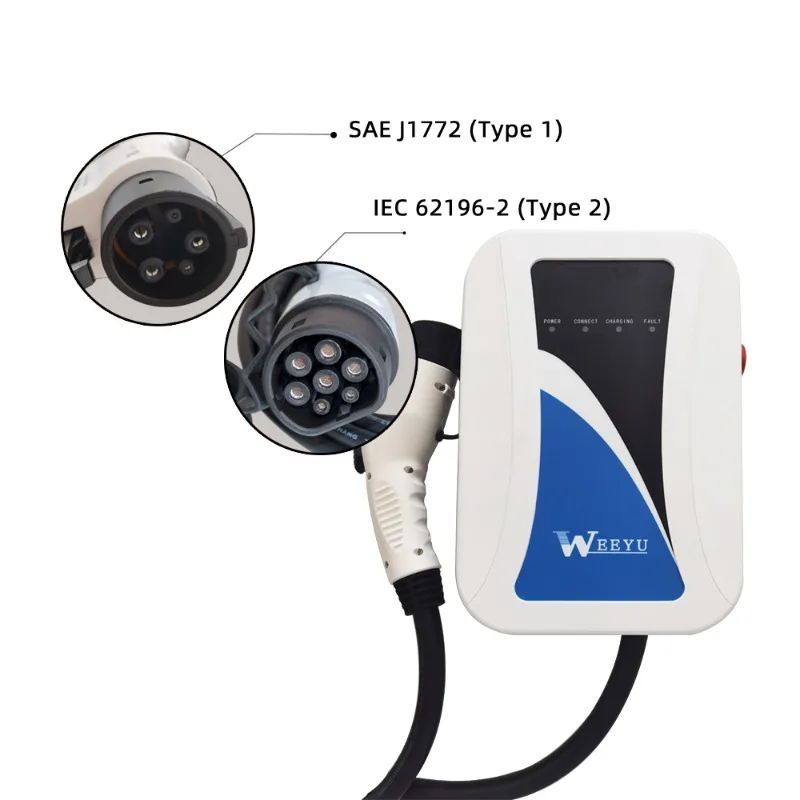 

EV Charger Type2 7KW Public IEC 62196 Electric Vehicle Charger Station AC EV Charging Station Type 1 or Type 2 12 Months 0~40A
