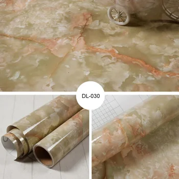 สติกเกอร์หินอ่อนห้องครัวฟิล์มกันน้ํามันเตากันน้ําความชื้น Self-Adhesive วอลล์เปเปอร์เคาน์เตอร์ตู้ Renovation กระเบื้อง 23