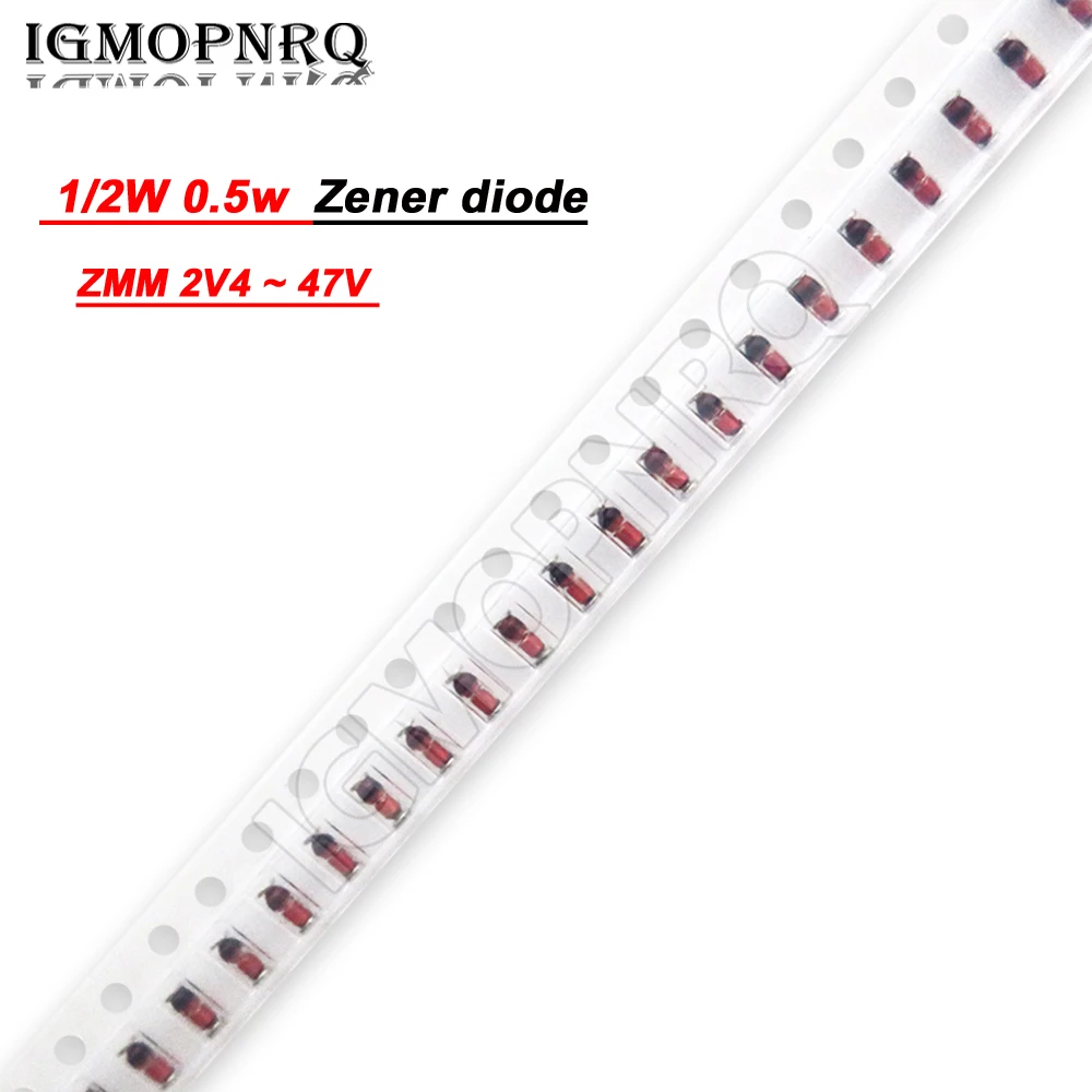 

50PCS Zener diode 1/2W 0.5w ZMM 2V4 3V 3V3 3V9 4V7 5V1 7V5 8V2 10V 12V 15V 16V 18V 20V 24V 30V 47V LL34 SMD Zener diode packag