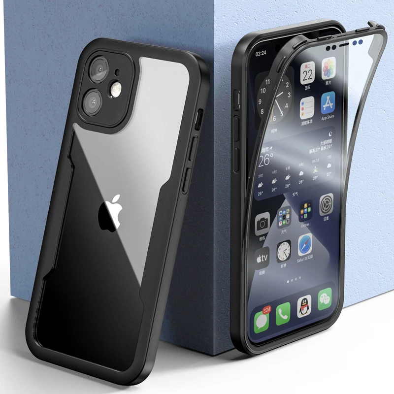 thumbnail image 1 of 360 Full Cover Case For iPhone 15 11 14 Pro Max 13 12 Mini Funda For iPhone XS Max XR 8 14 15 Plus Screen Protection Phone Cover, 1 of 5