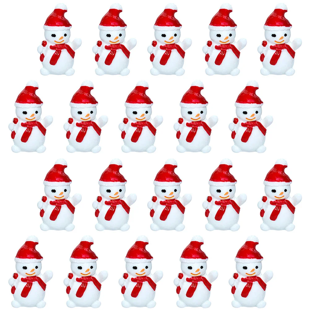 

50 Pcs Three-dimensional Mini Snowman Fish Tank Accessories Christmas Ornaments Resin Miniature Statue