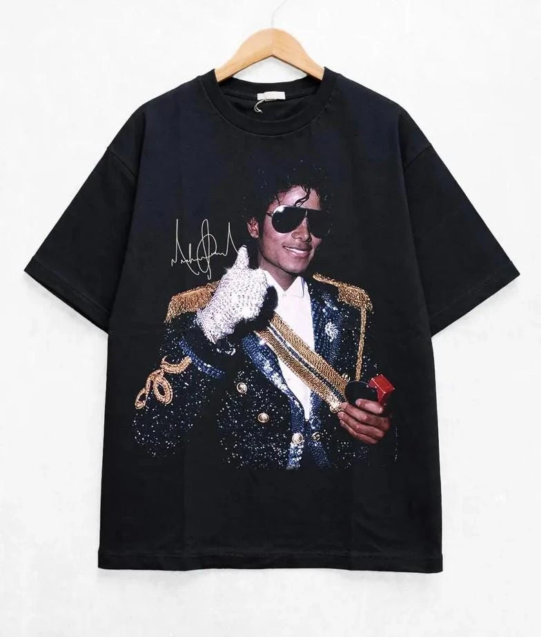 Retro Michael Jackson Shirt Beliebtes Lässiges Oversize Streetwear 2026 Sommer Herren Damen Baumwollkleidung Y2k-Stil Sportbekleidung