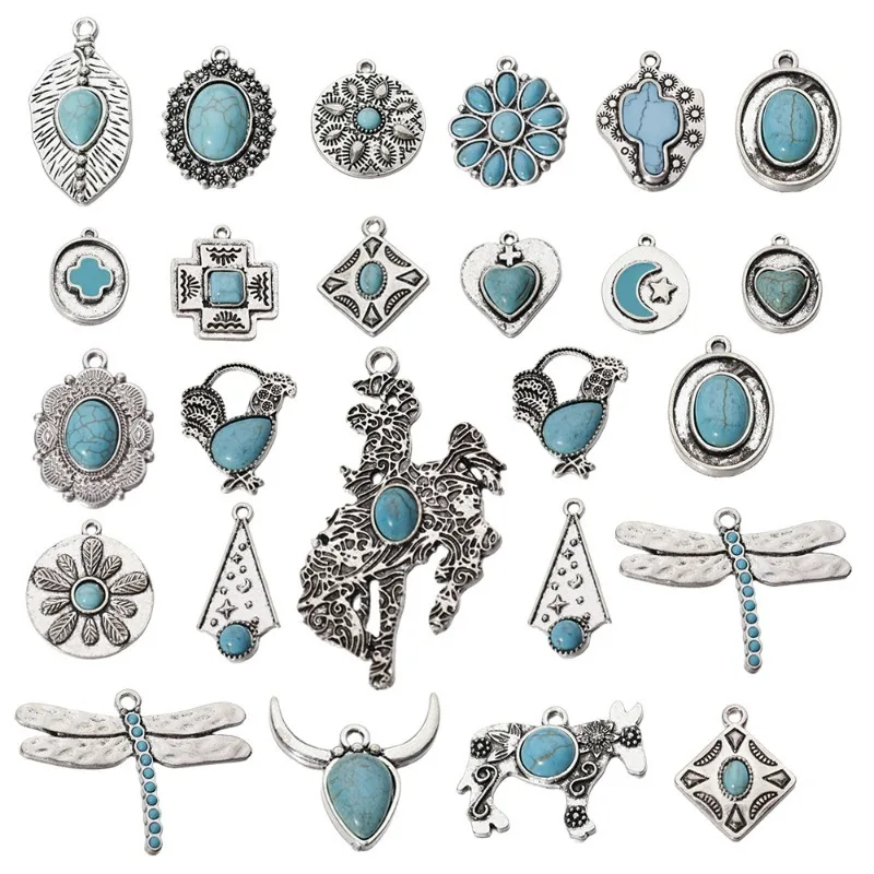 

50PCs Bohemian Style Pendant Beads Vintage Alloy Charms for Jewelry Making DIY Bracelet Earrings Necklace Jewelry Accessories