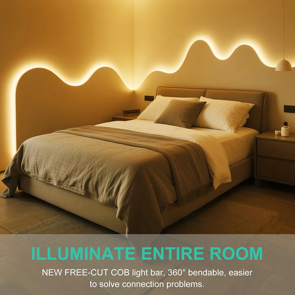 5mm 8mm PCB COB LED Streifen Licht 12V 24V Free Cut 400LEDs/M Hohe Dichte flexible Band 2PIN Draht Home Decor Warm Natürliche Weiß – Detail 9