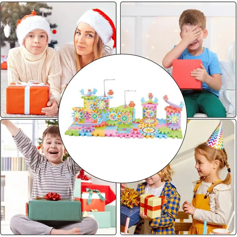 Electric Gear Building Block Toys Interlocking Gear Blocks Set Reusable Interlocking Spinning Gears Building Educational Toys
