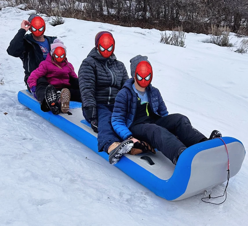 Portable Inflatable Toboggan Snow Sledding Tubes Outdoor 3/4/5 Person Ski Sled Towable Air Sledding Tubes