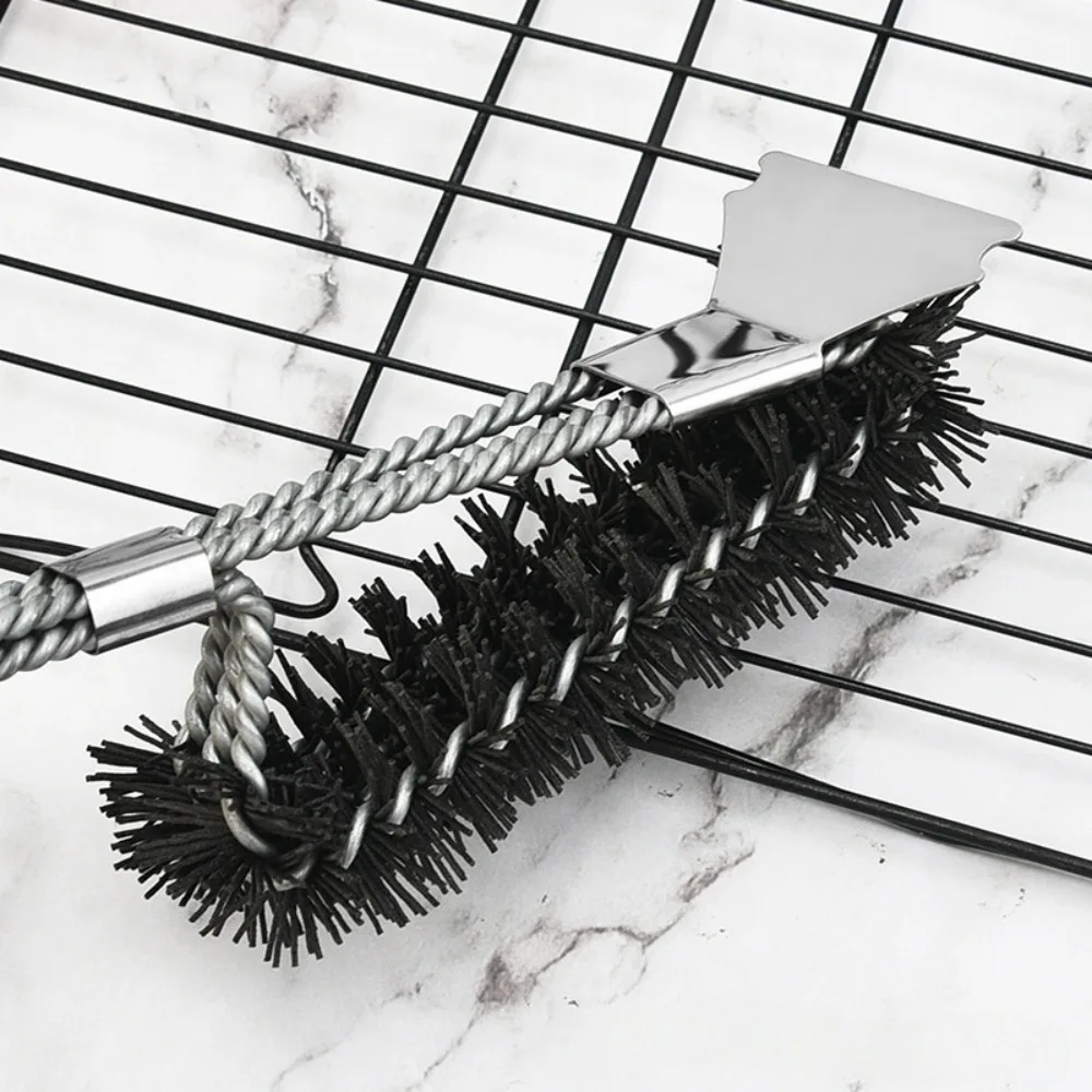 Multi functional outdoor barbecue brush, stainless steel scraper, 2-in-1 brush, barbecue mesh, oven cleaning brush