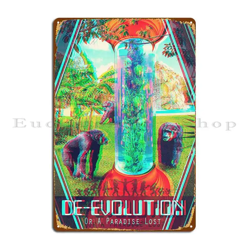 

Металлический плакат DeEvolution Or A Paradise, Забавный домашний настенный персонализированный клубный жестяной плакат