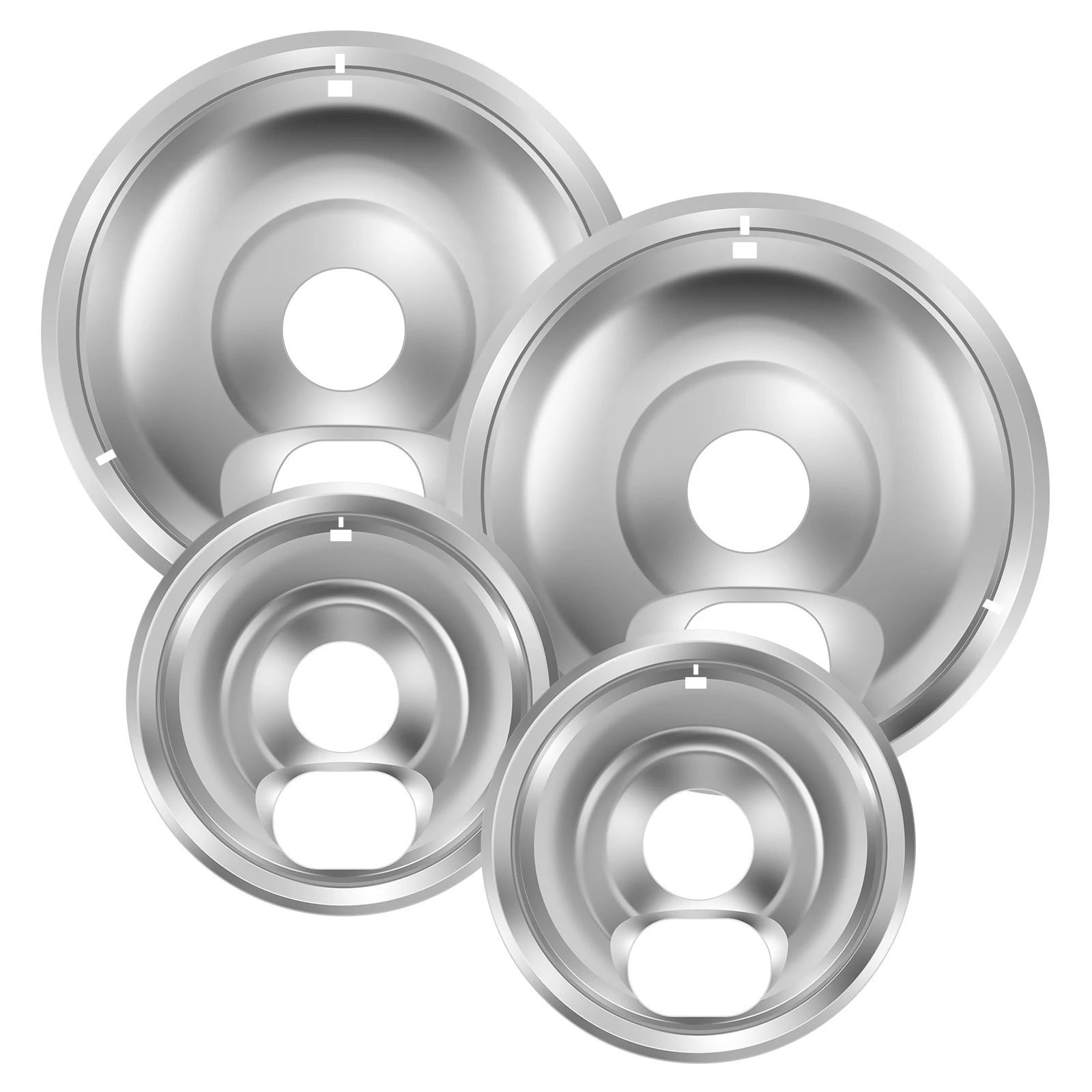 4Pcs Drip Pans Set with Chrome Coating Heat Resistant Drip Pan Round Stove Drip Pans Electric Stove Burner Drip Pans for Kitchen