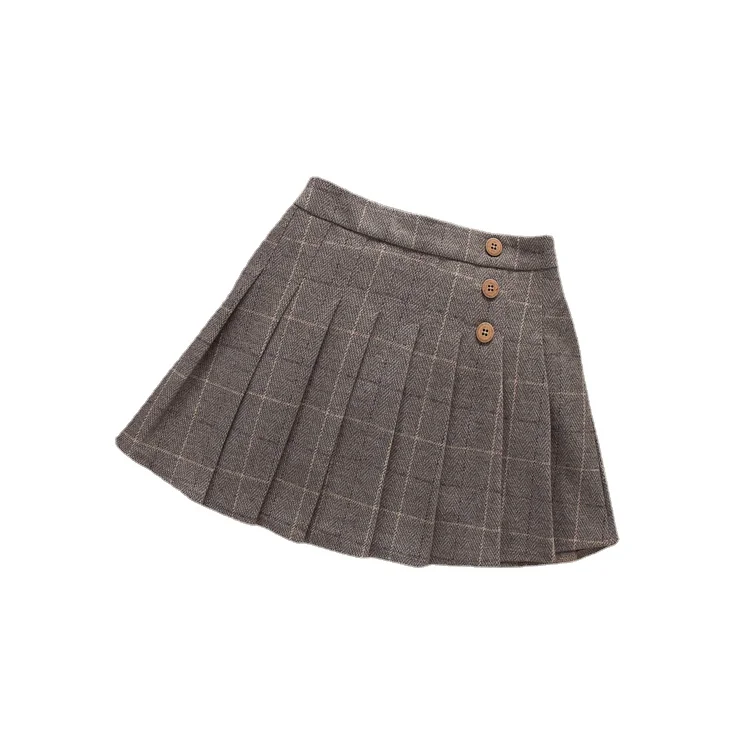 Jupe Plissée Ligne A I.e. Petite - Coton - Taille 4/S - Couleurs Marron, Gris, Jaune, Or - Neuf