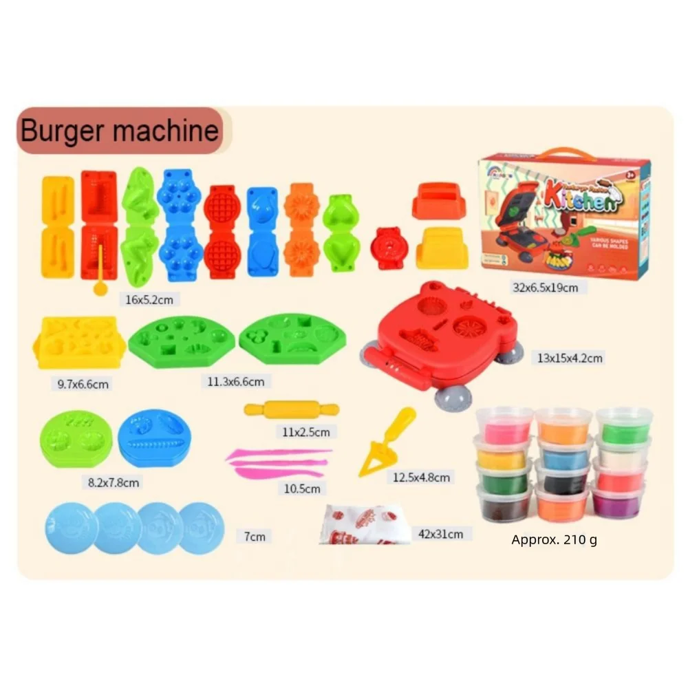 Multicolor Clay Molds Toys Set DIY Accessories Noodles Machine Playing House Toy Burger Machine Plastic Simulation Kitchen Toys