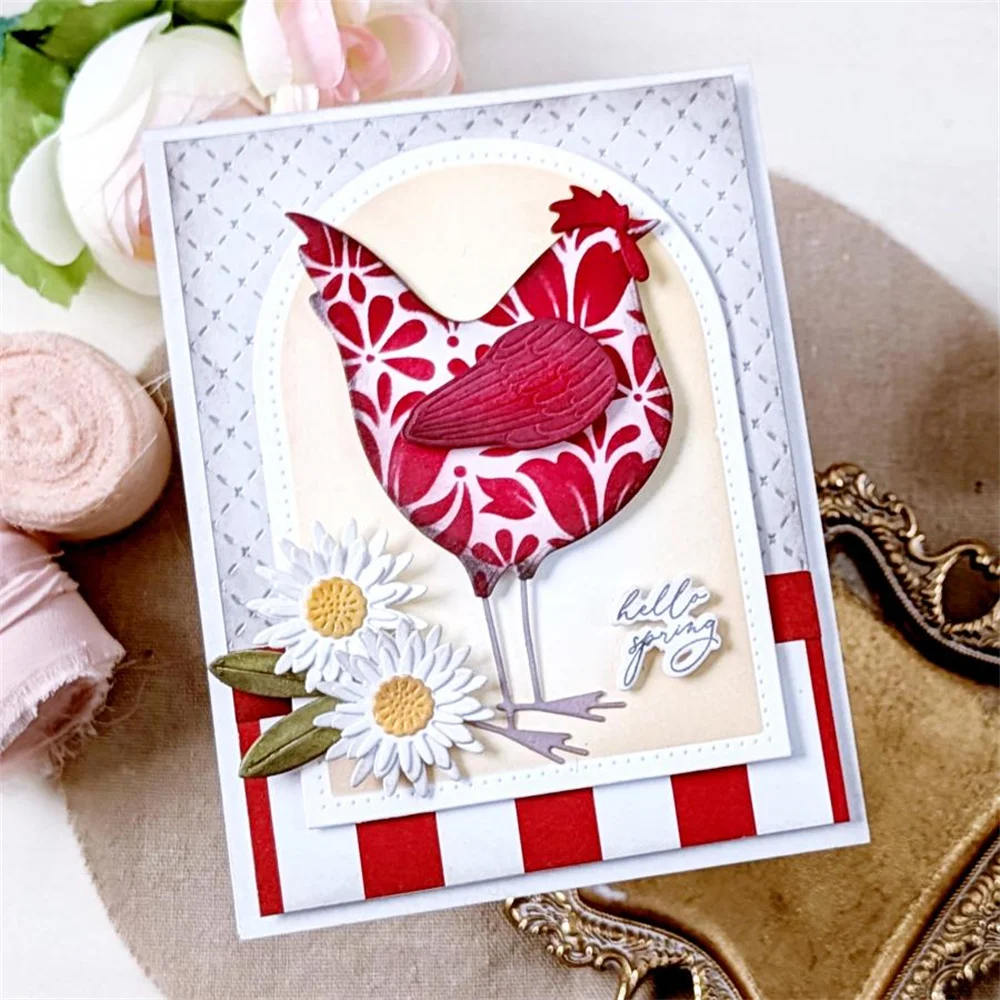 컨트리 루스터 다이 금속 커팅 다이 스텐실 카드 만들기용 스크랩북 DIY 공예품 새로운 다이 용품 2026 봄 몰드