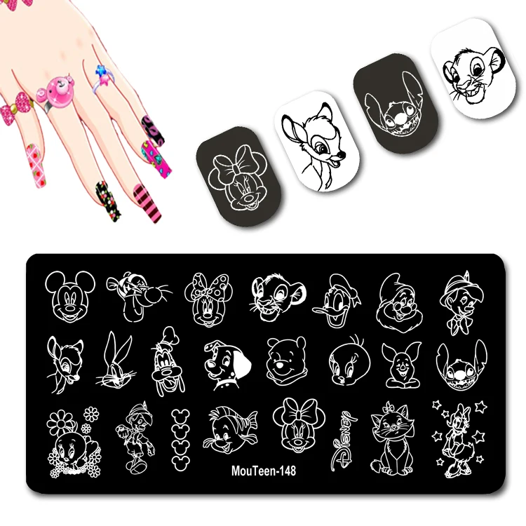 Mouteen Disney Intera Serie Nail Stamping Plate Animals Head Portrait Nail Stamp Plates Cartoon Figure Nail Stamp Plates #148