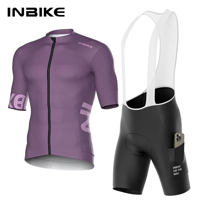 INBIKE Fietsbroek voor heren, kort, gevoerd met bandjes, zomer