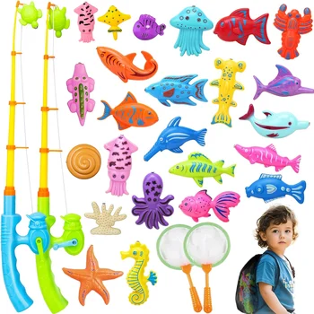 Kids Magnetic Fishing Toy Set with Inflatable Pool 1