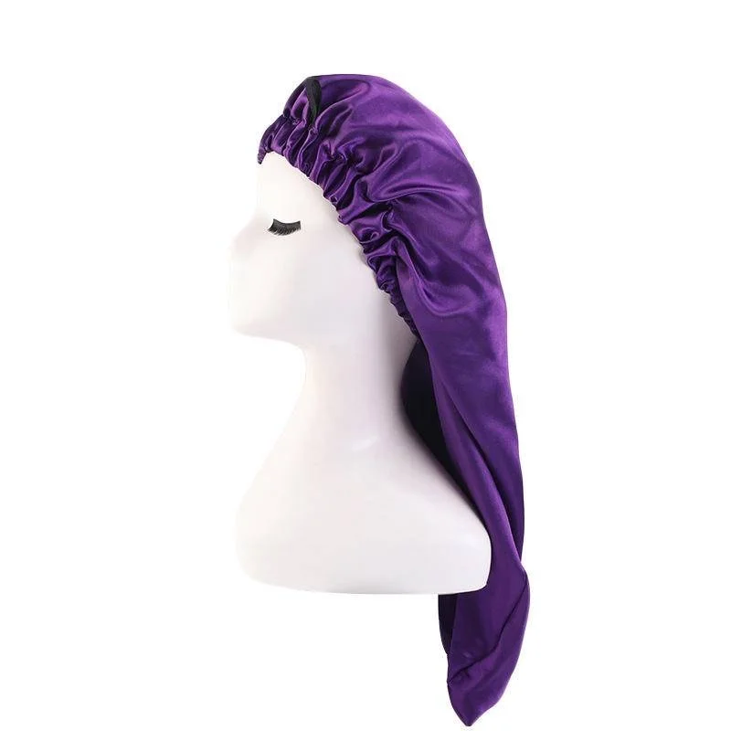 Gorro Largo de seda para dormir para mujer, gorro de dormir de seda con  banda elástica ancha, gorro de noche suelto para trenzas, pelo rizado  Natural T32107X - AliExpress