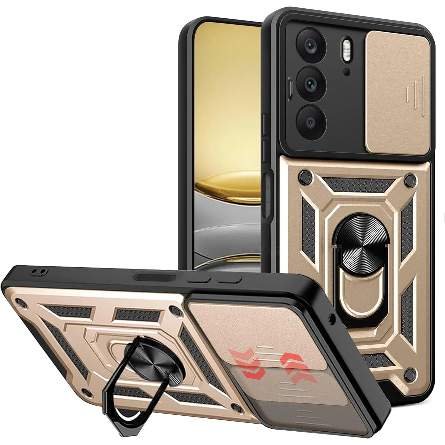 Enhanced Armor Case with Lens Protection and Magnetic Ring Holder - Durable Phone Cover Shell